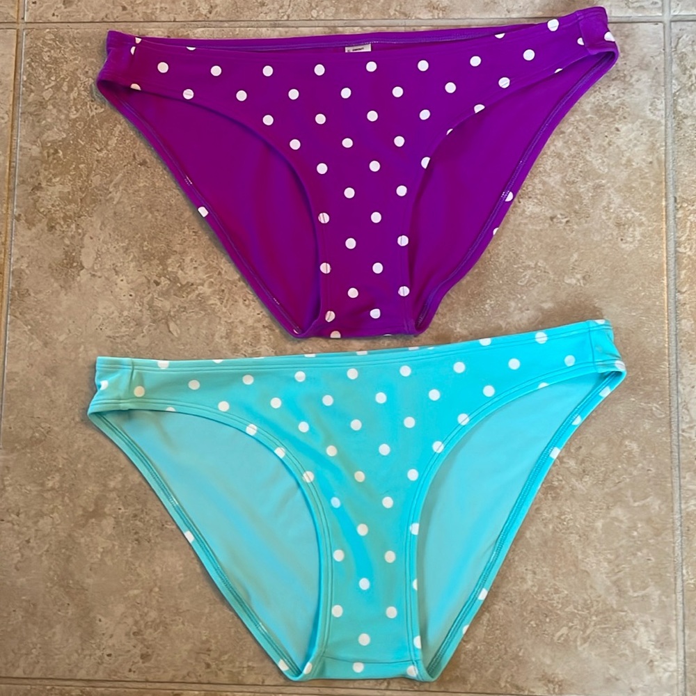Two polka dotted bikini bottoms